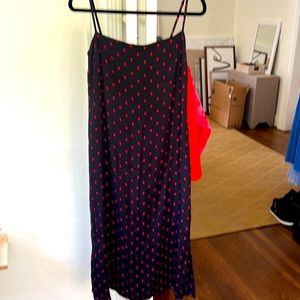 Reformation midi dress navy polka dot never worn